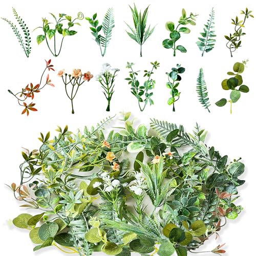 30pcs Mini Artificial Green Leaves Bulk Faux Foliage for DIY Crafts