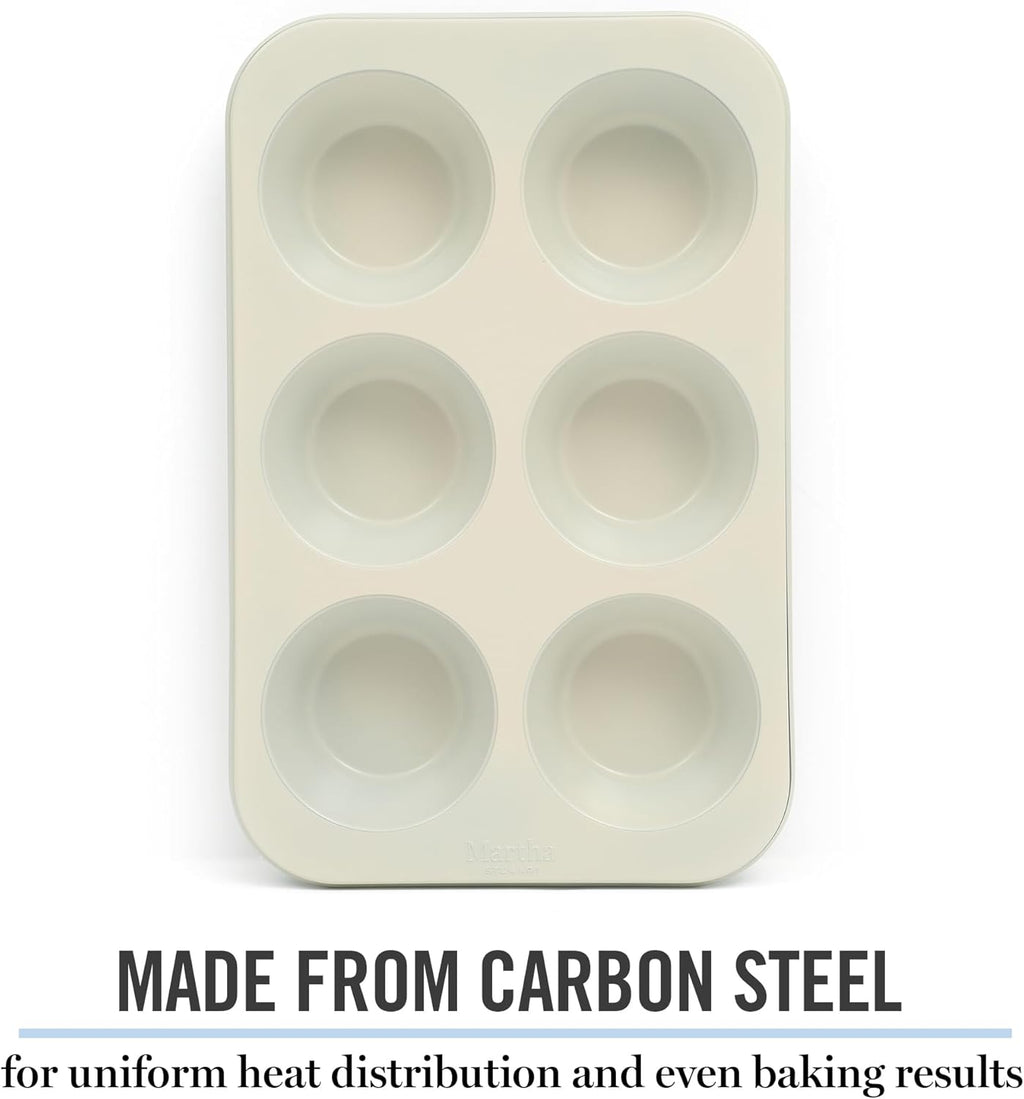 Martha Stewart Gallen 6-Cup Nonstick Muffin Pan - Durable Teal Bakeware for Perfect Cupcakes & Mini Cakes