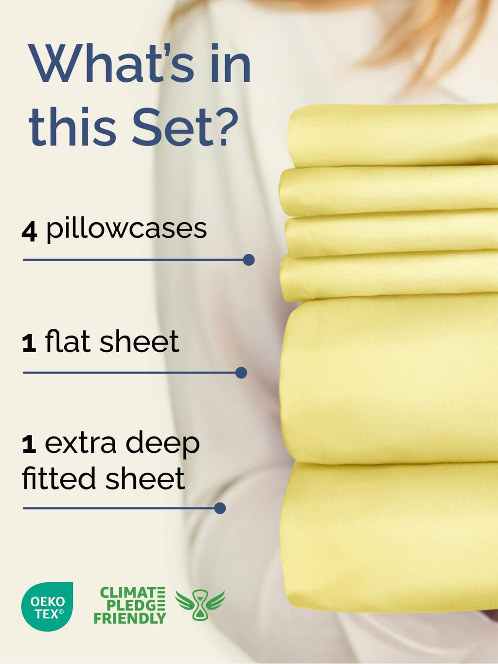 Skiennix Extra Deep Full Sheet Set - 6 Piece Breathable Cooling Sheets - Luxury Hotel Quality - Soft Wrinkle-Free Yellow