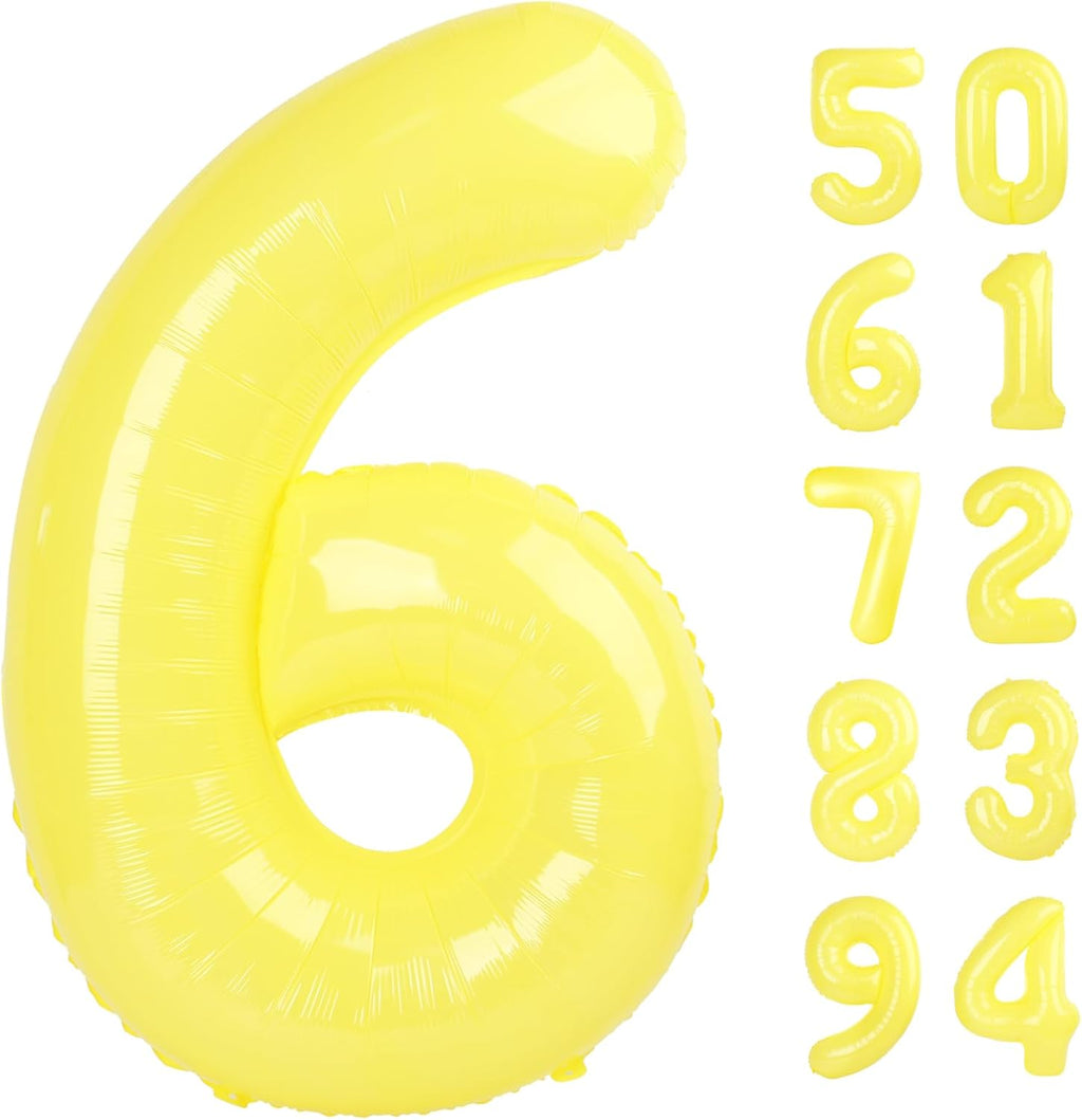 Yellow 6 Balloon - 40 Inch Number Balloon for Birthday Decorations | Vibrant Yellow Party Supplies