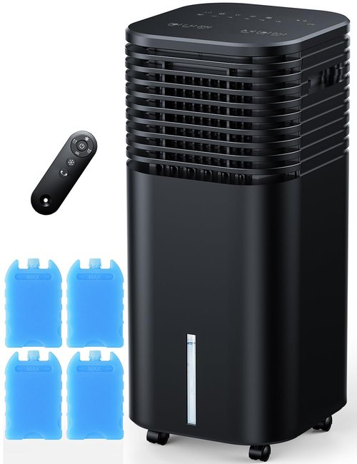 CENSTECH 4-IN-1 Portable Air Conditioners, Evaporative Air Cooler w/4 Modes & 3 Speeds, 15H Timer for Smart Auto-off, 2-Gal Tank for 20H Cooling,17FT Remote,No Hose Needed,120°Oscillating Swamp Cooler