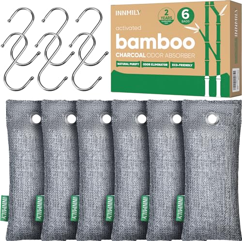 Innmily Activated Bamboo Charcoal Shoe Odor Absorbers, 6-Pack