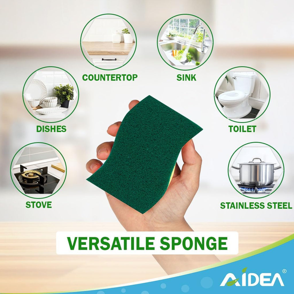 AIDEA Heavy-Duty Kitchen Sponges - 9 Count | Tough Scrubbing Power for Cookware & Household Cleaning