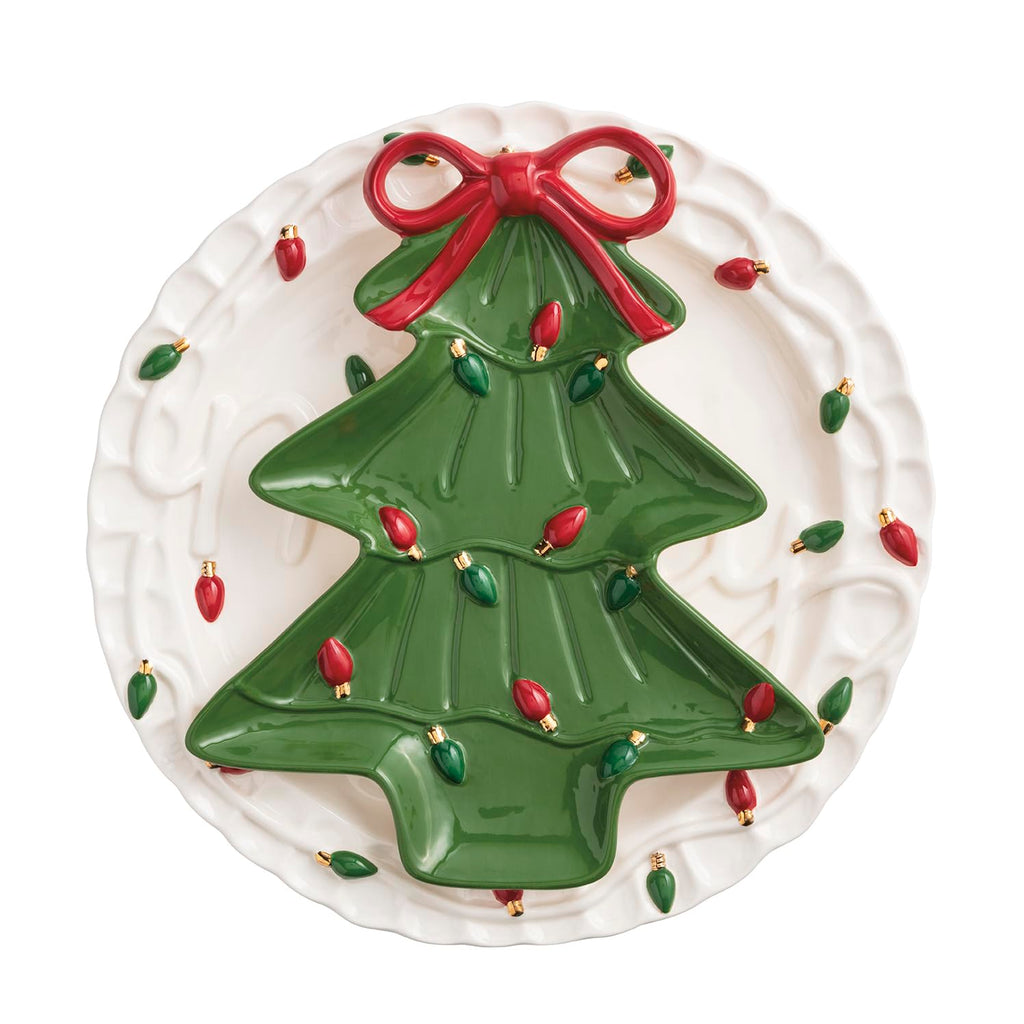 Mud Pie Christmas Merry & Tree Platter Set