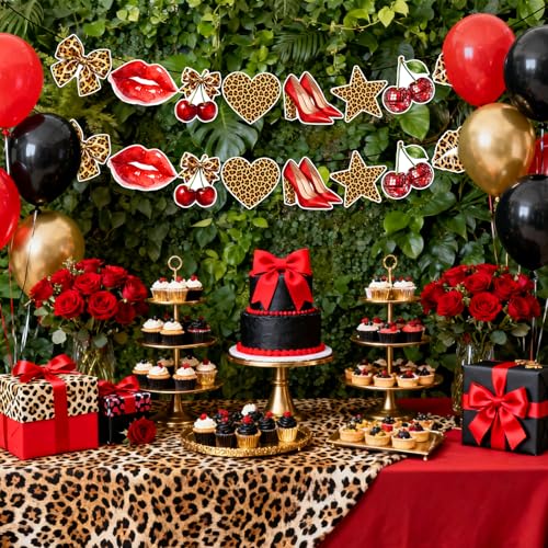 Cherry & Cheetah Print Banner - 2Pcs Party Decorations