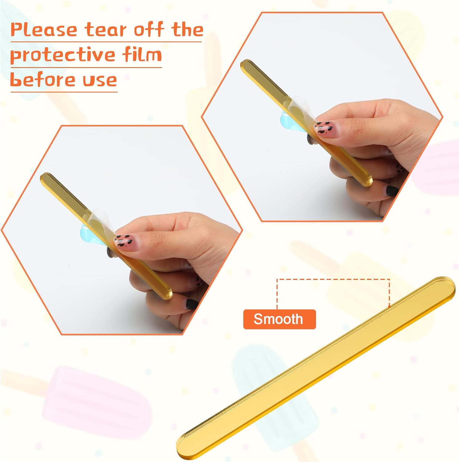 Skiennix Acrylic Sticks - Reusable Cakesicle & Cake Pop Molds - 30 Pieces, 4.5 Inches, Gold Finish