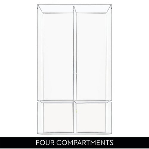 iDesign Clarity Plastic Divided Drawer Organizer, Storage Container for Vanity, Bathroom, Kitchen Drawers, 8" x 16" x 2", Clear,40850