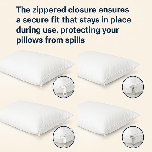 Deluxe Zippered Vinyl Pillow Covers - Waterproof Protection for Standard 20"x29" Pillows | Ideal for Home & Hotel Use