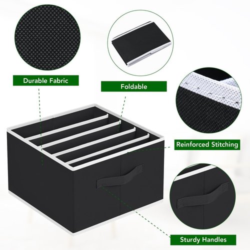 Homsorout Drawer Organizer - Foldable Fabric Clothes Storage Bins with Handles | 2-Pack, Black
