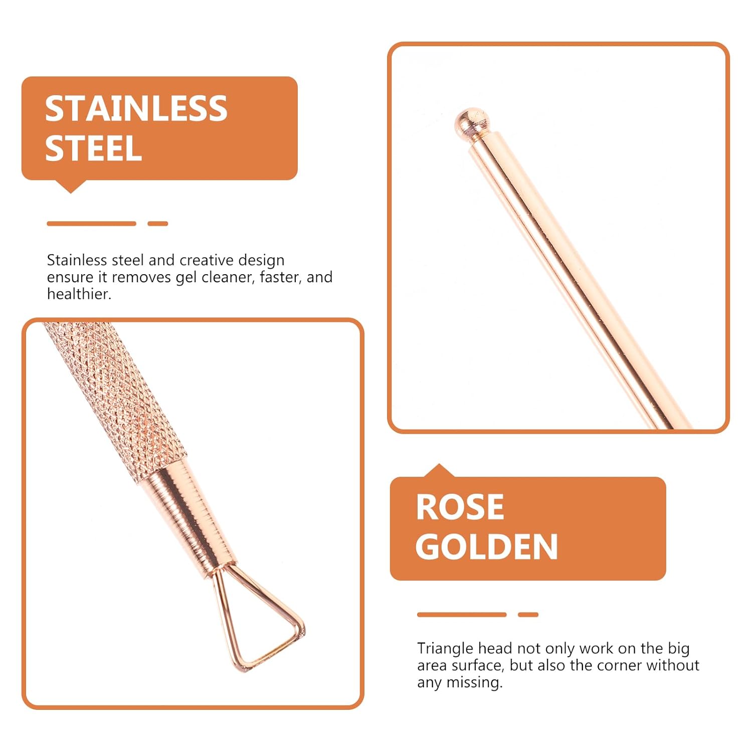 Uonlytech Stainless Steel Triangle Cuticle Pusher - Gel Polish Remover Tool for Manicure & Pedicure