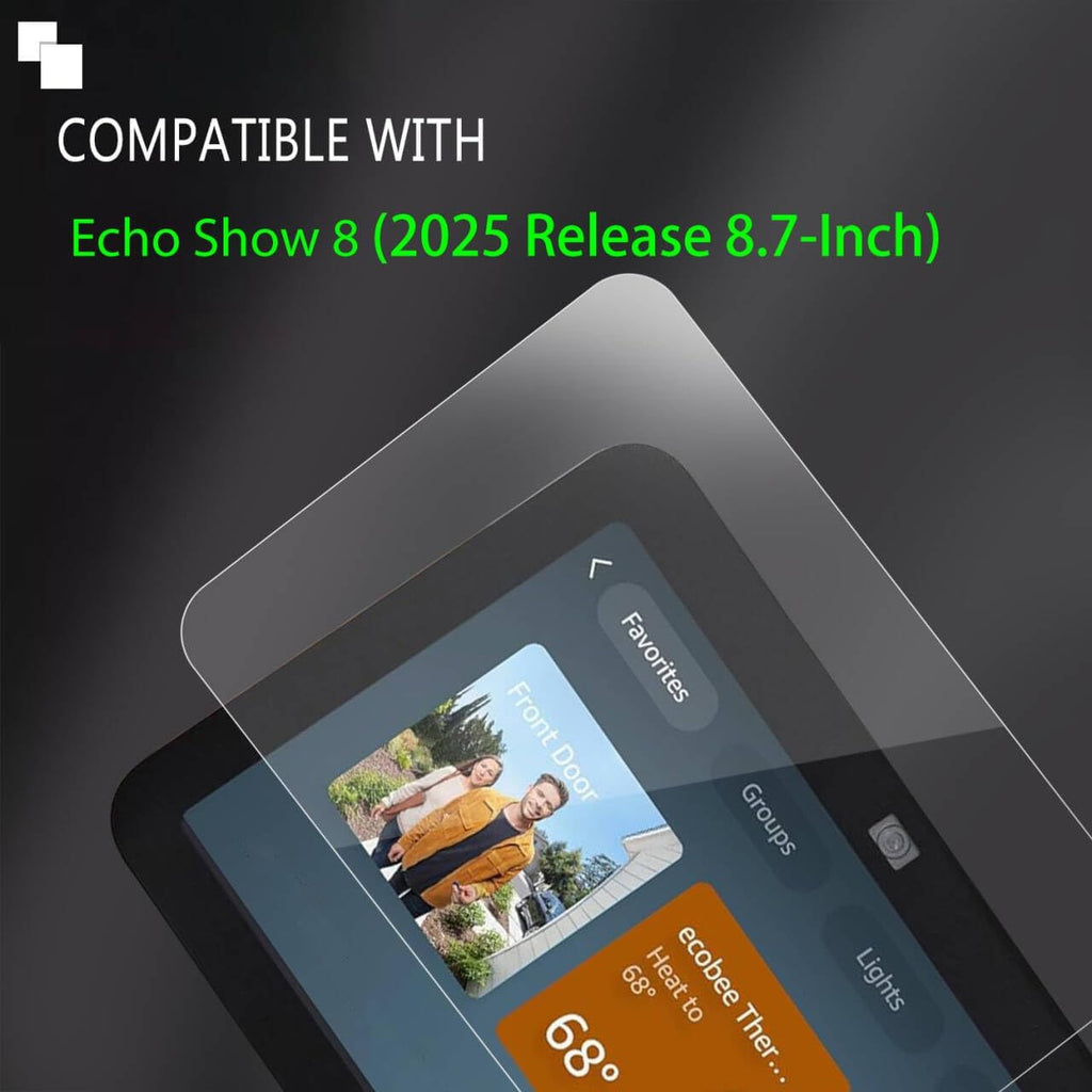 MUBUY-GOL Tempered Glass Screen Protector - 9H Hardness, Ultra Clear, Anti-Fingerprint | 2 Pack for Echo Show 8 (4th Gen, 8.7 Inch)