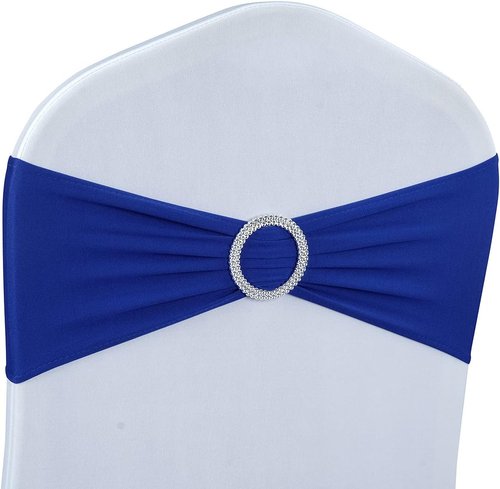 Babenest Spandex Chair Sashes - 50PCS Premium Stretch Covers with Buckle Slider | Universal Elastic Ties for Weddings & Events (Royal Blue)