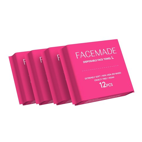 FACEMADE Disposable Travel Towels - 48 Count Biobased Face Towels | Super Soft & Thick for Outdoor Cleaning