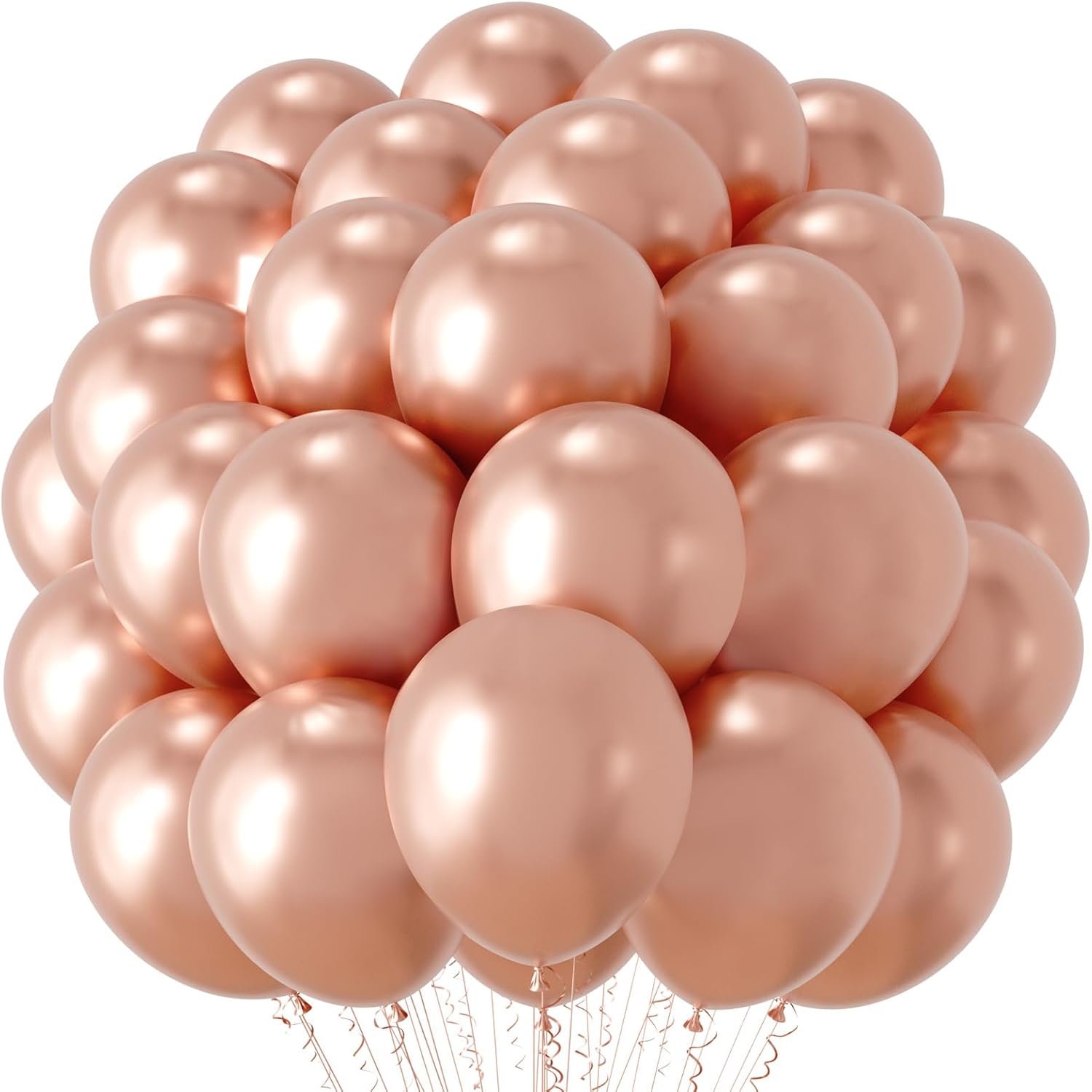 Voircoloria Metallic Rose Gold Balloons - 66 Pack of 12-Inch Chrome Latex for Parties & Celebrations
