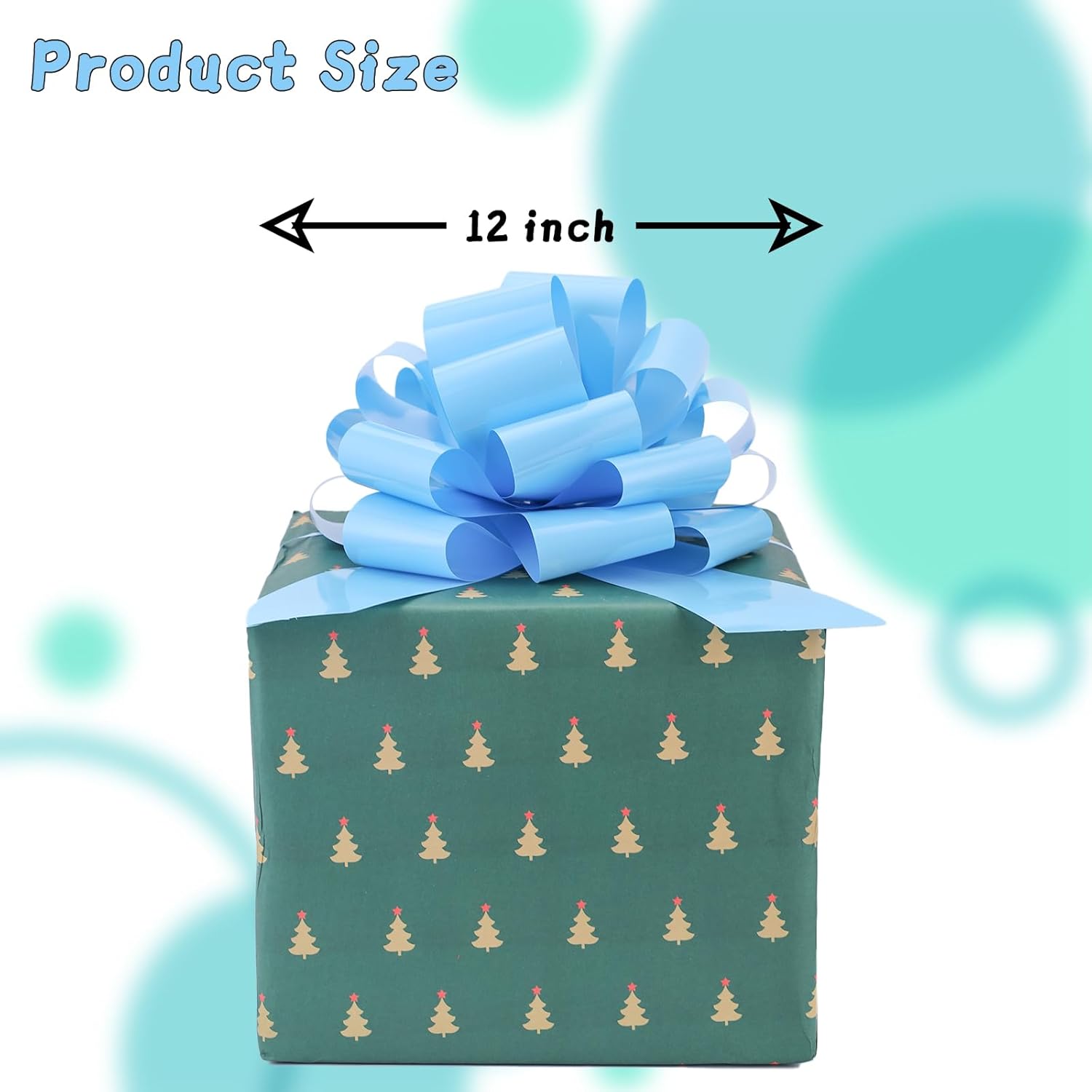 Pull Bow by Large 12" - 2 Pcs Light Blue Gift Bow for Presents, Wrapping, and Decorations