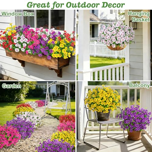 Roberly 20 Bundles Artificial Silk Flowers for Outdoors, Mixed Color