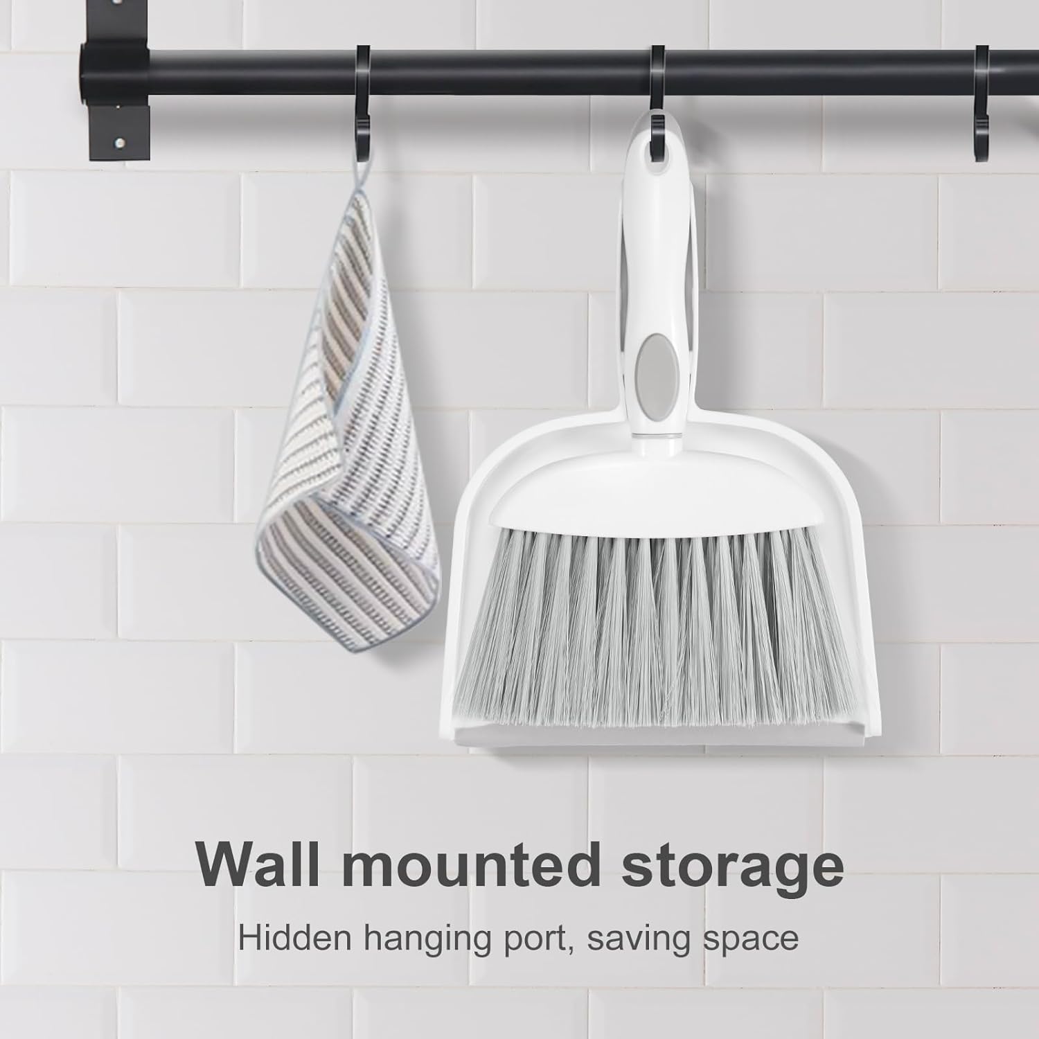 NACENA Mini Dust Pan and Brush Set - Compact Cleaning Tool for Home, Drawers & Sofas | White & Gray