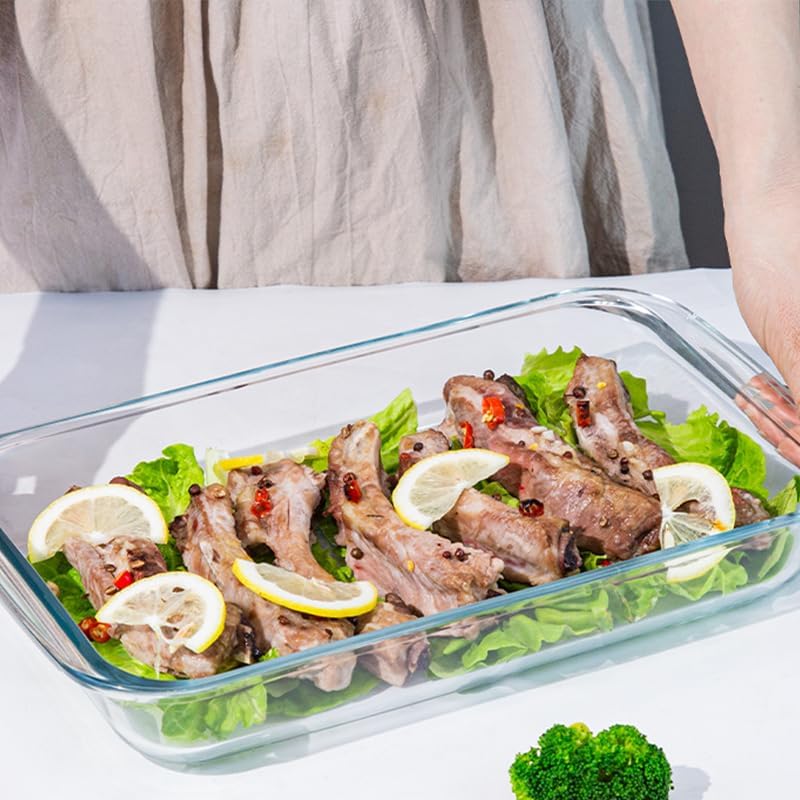 Regine Switzerland 1.7 Quart Deep Glass Baking Dish - Versatile Rectangular Bakeware for Lasagna & Leftovers | Oven & Dishwasher Safe