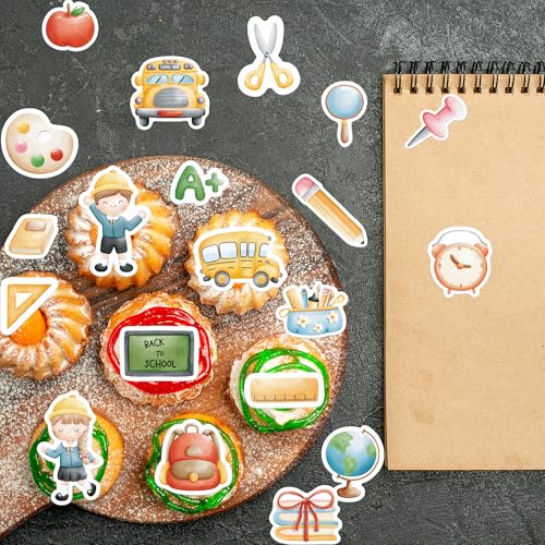 40PCS Edible Back to School Cupcake Toppers Wafer Paper Decorations