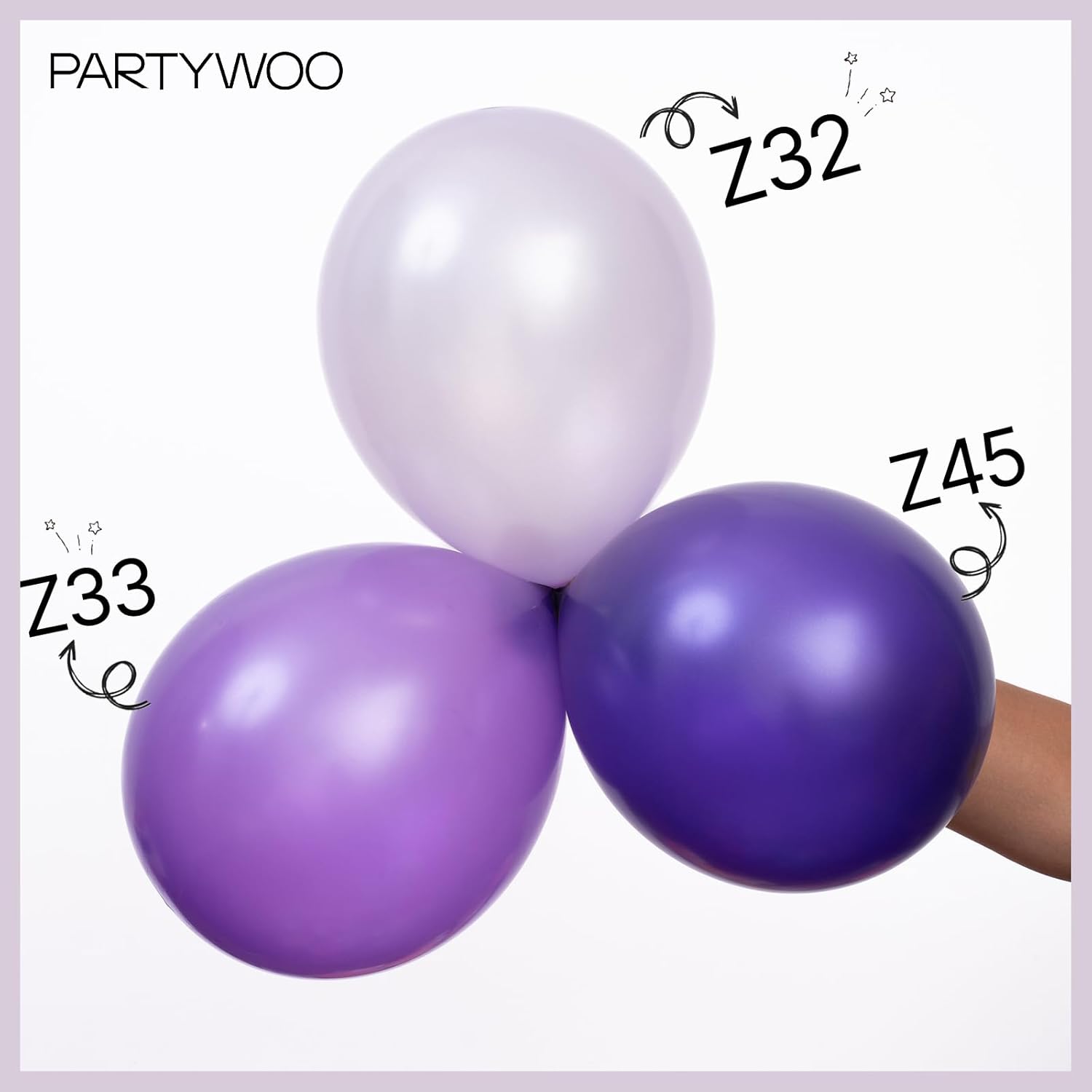 PartyWoo Pearl Lavender Balloons - 140pcs in Various Sizes for Bachelorette & Birthday Decor | Light Pastel Purple