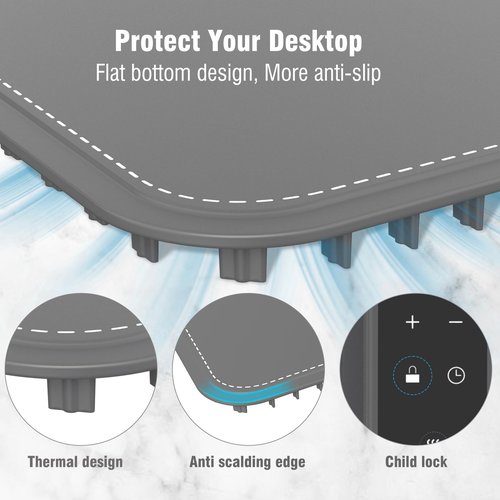 Extra Large Food Warming Pad,One-Touch Fast Electric Heating Tray,15x31.6"Rapid Heating Plate with Hanging and Foldable Storage,Portable Food Warmer for Parties, Buffets,Home Use and Travel (grey)