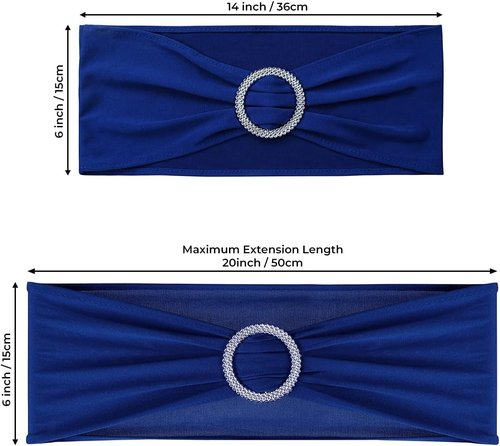 Babenest Spandex Chair Sashes - 50PCS Premium Stretch Covers with Buckle Slider | Universal Elastic Ties for Weddings & Events (Royal Blue)