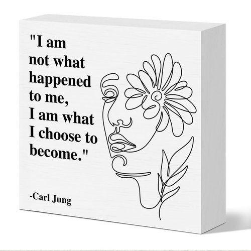 Therapy Office Desk Decor Wooden Box Sign, Mental Health Decor for Home School Counseling Decoration Mental Health Gift for Counselor Psychologist Therapist, I Am What I Choose to Become