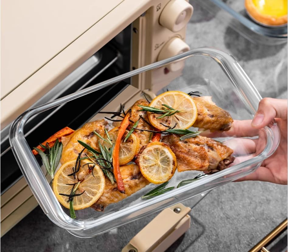 Regine Switzerland 1.7 Quart Deep Glass Baking Dish - Versatile Rectangular Bakeware for Lasagna & Leftovers | Oven & Dishwasher Safe