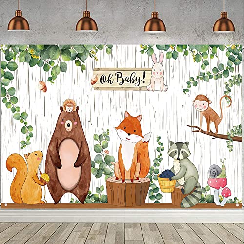 Woodland Baby Shower Backdrop Banner - Jungle Animals Theme