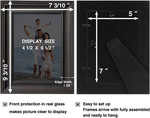 LaVie Home 5x7 Picture Frames - Rustic Wood Grain Photo Frame Set (3 Pack, Assorted Colors)