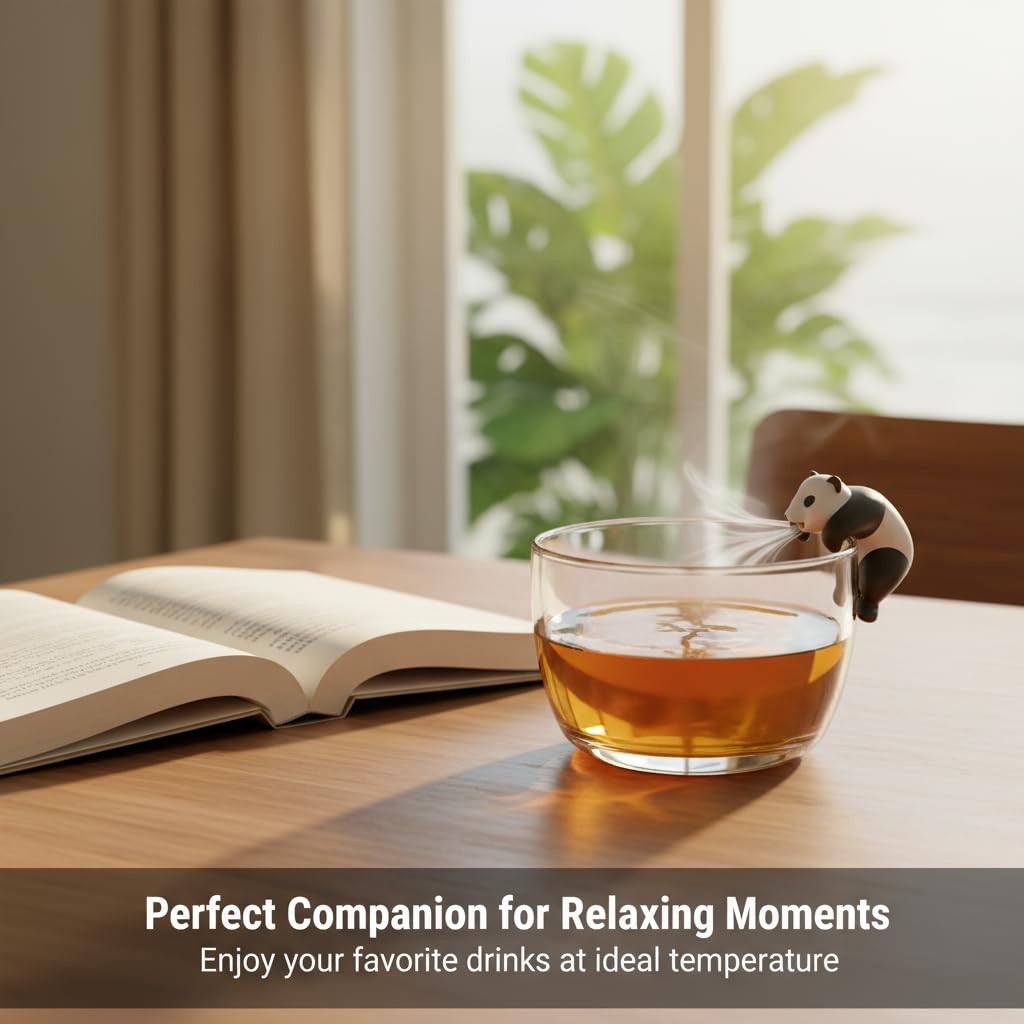 Mini Food Cooling Fan, USB Rechargeable Beverage Cooler for Coffee Tea Milk, 3-5 Min Fast Cooling Portable Mug Chiller, Cute Panda Desk Accessory for Home Office Kitchen