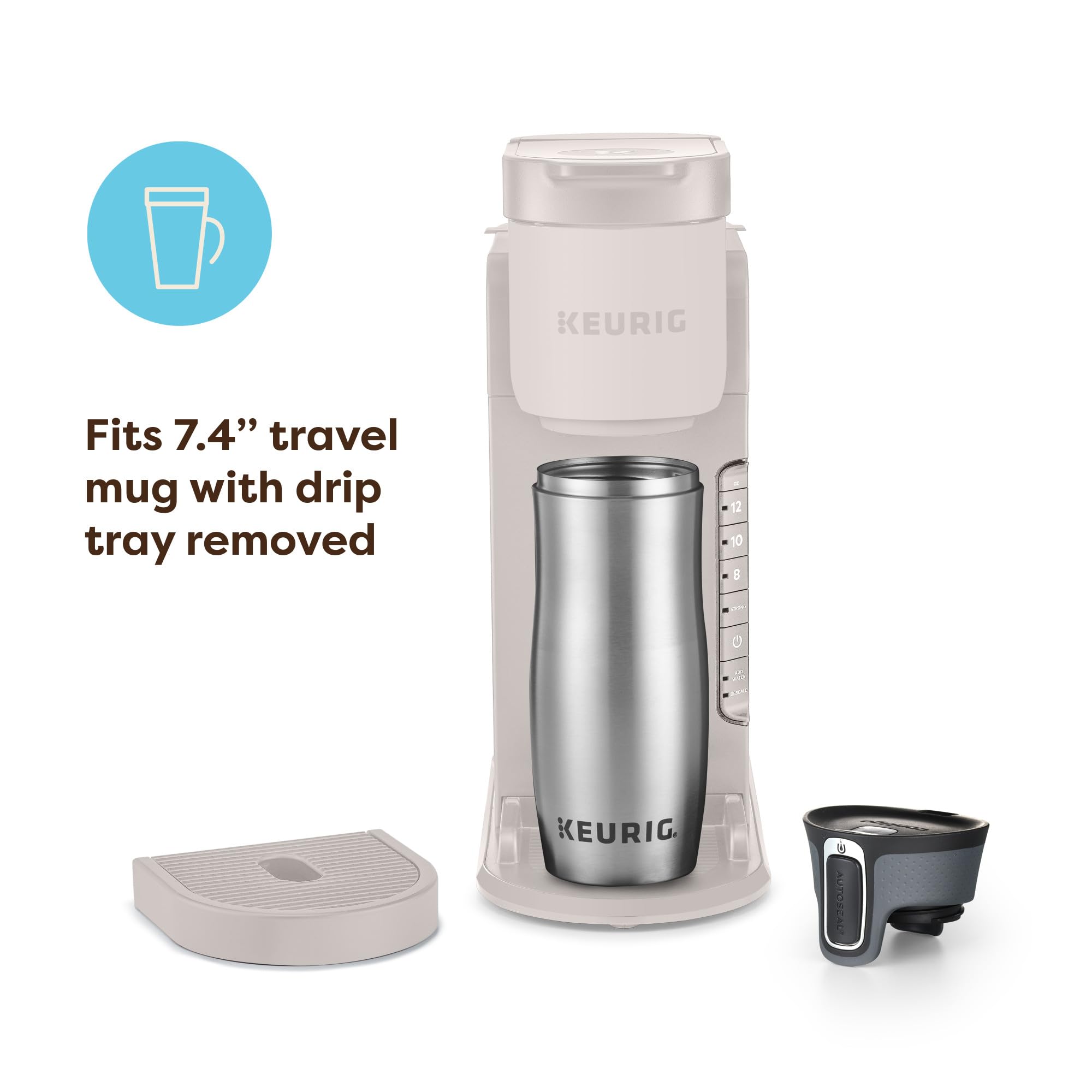 Keurig K-Express Single Serve K-Cup Pod Coffee Maker, 3 Brew Sizes, Strong Button Feature, 42oz Removable Reservoir, Warm Stone