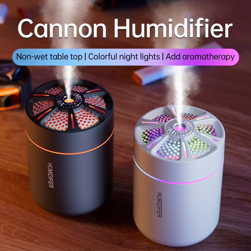 HKTOPCNE Black 180ml Portable USB Humidifier with Colorful Night Light, Auto Shut-Off, Quiet Mist for Home Car Office Travel
