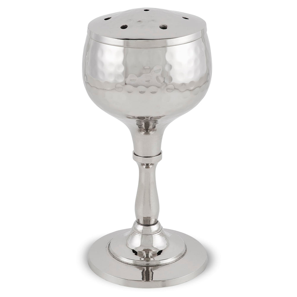 Zion Judaica Elegant Shabbos Havdalah Set Gift Boxed Hammered Metal High Polished Includes Kiddush Cup 5.5 oz Wine Goblet Tray Braided Havdualah Candle Holder Besamim Spice Box End of Shabbat Gift Set