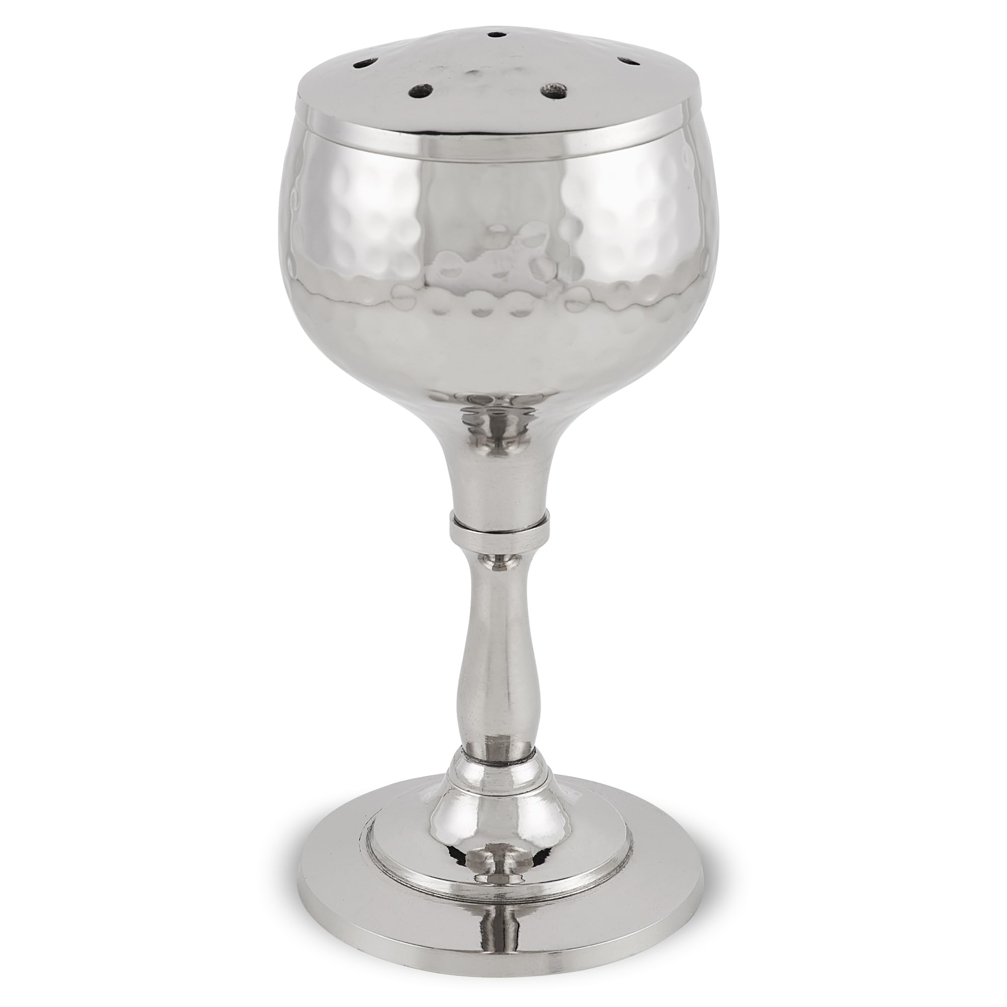 Zion Judaica Elegant Shabbos Havdalah Set Gift Boxed Hammered Metal High Polished Includes Kiddush Cup 5.5 oz Wine Goblet Tray Braided Havdualah Candle Holder Besamim Spice Box End of Shabbat Gift Set