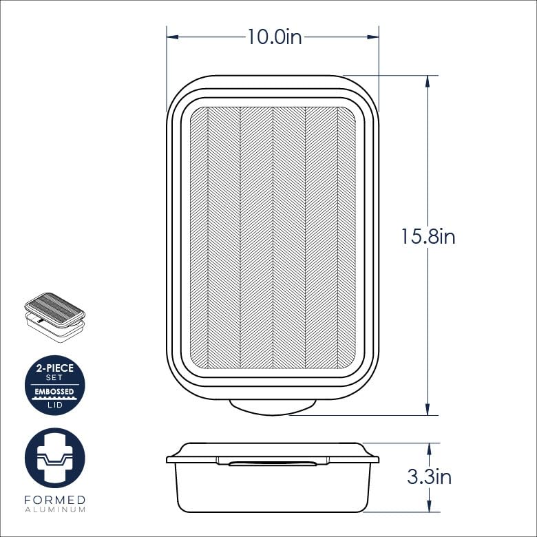 Nordic Ware 9x13 Baking Pan with Prism Embossed Metal Lid - Oven Safe, Aluminum, 1 Pack