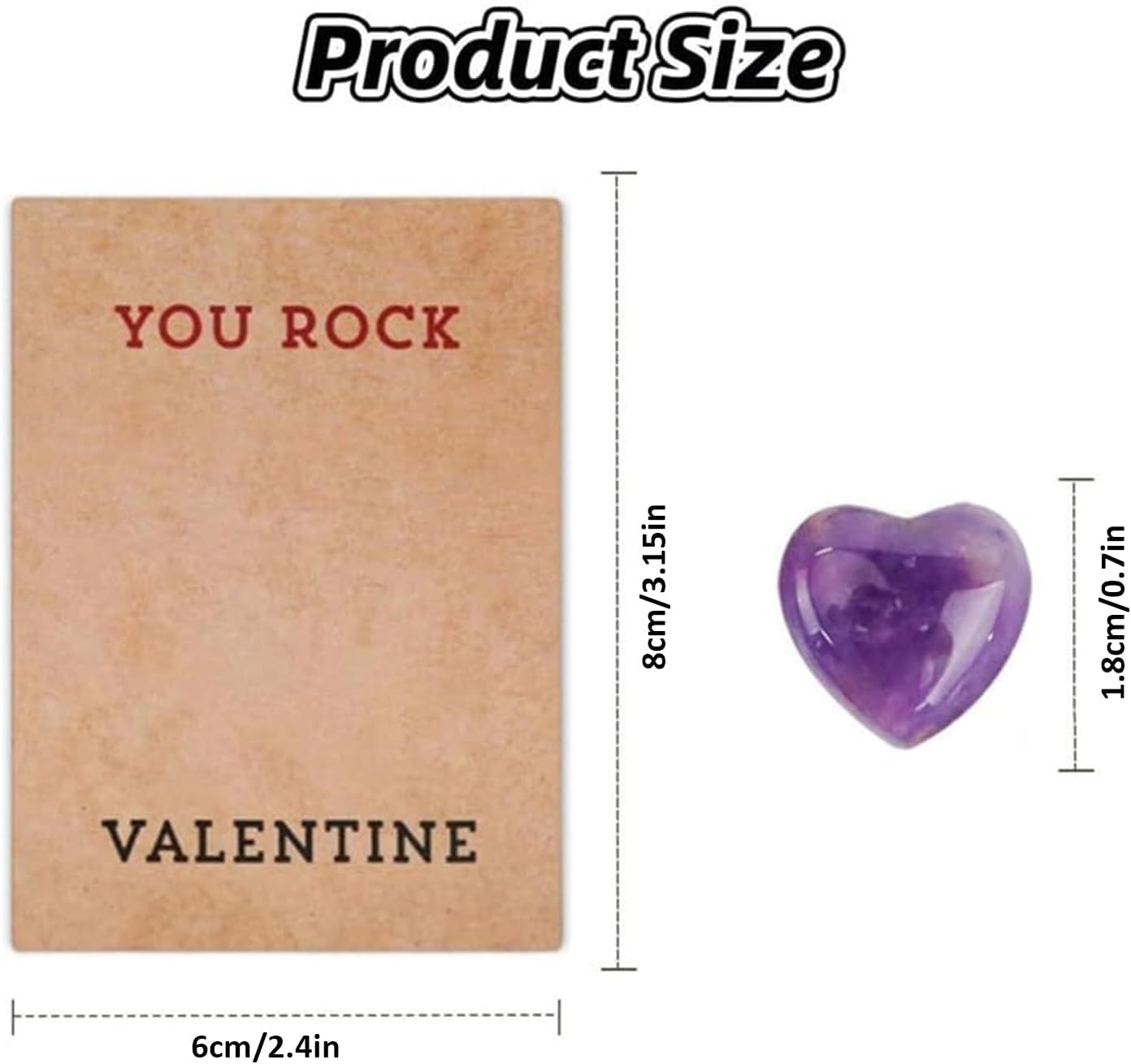 24 Pack Valentines Cards with Heart-Shape Gems - Valentine Crystals Rock Gift Exchange,Party Favors, Office & Friends