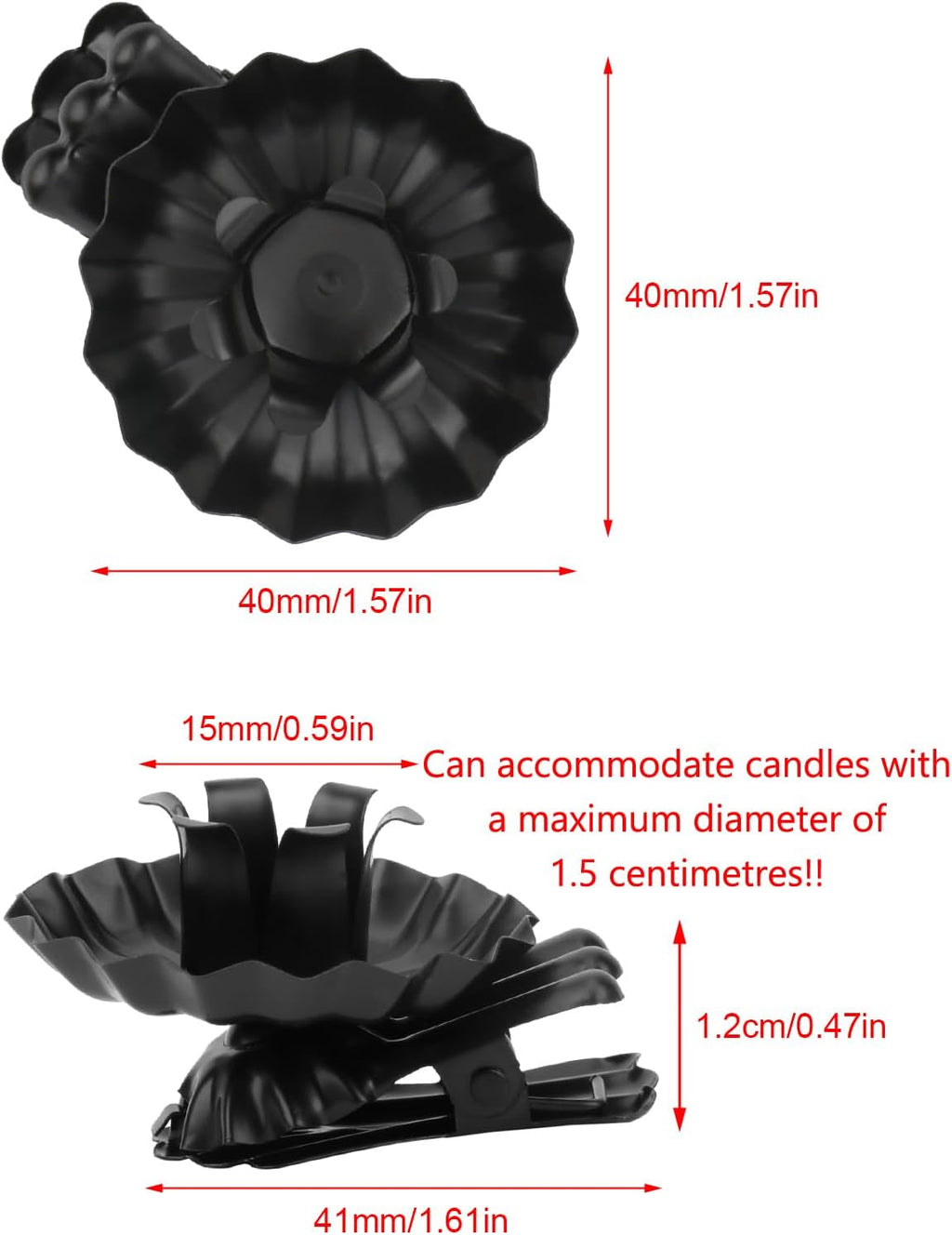 Skiennix Candle Holders - Silver Clip-On Metal Clips for Christmas Tree | Set of 20 Pcs (Black)