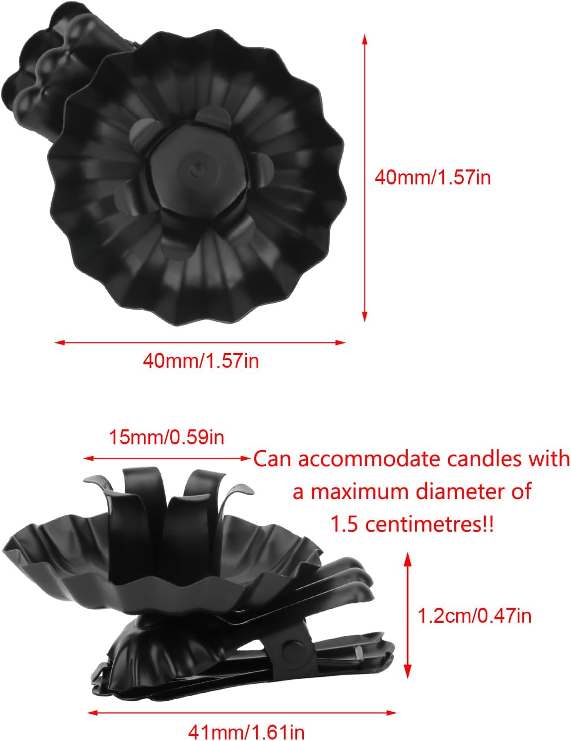 Skiennix Candle Holders - Silver Clip-On Metal Clips for Christmas Tree | Set of 20 Pcs (Black)