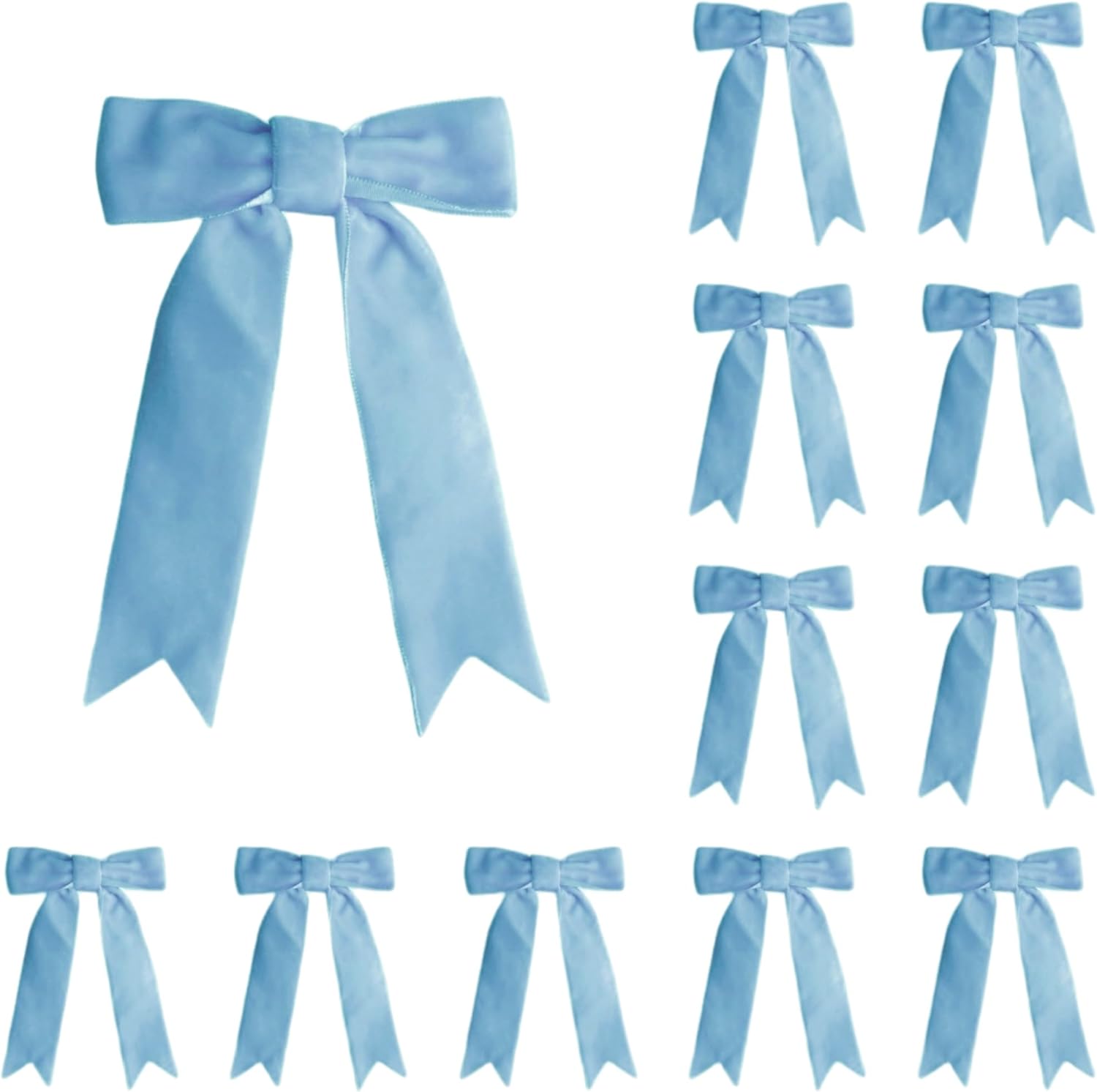 Meseey Velvet Bows - 12 Pcs Dusty Blue Pre-Tied Ribbons for Gift Wrapping & Decorations | 3.5 Inch