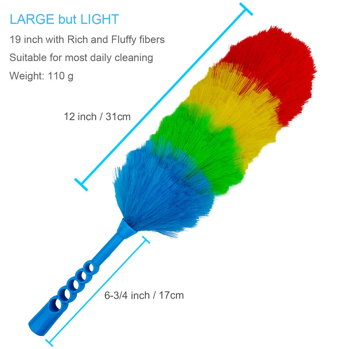 Tockrop 2 Pack Upgrade 19” Static Duster Beandable and Washable - More Fibers Bigger Head Less Loss of Fiber Duster
