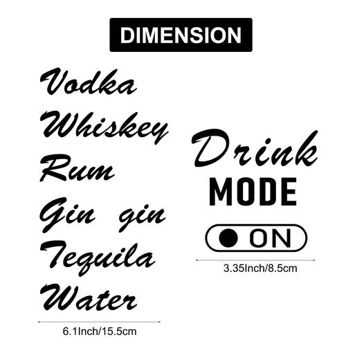 Fantastic Labels for Bartesian Alcohol Bottle,Cocktail Drink Maker Machine Glass Spirit Bottle Sticker,Home bar Accessories Drink Mode On Vinyl Decal Vodka Rum Gin Whiskey Tequila Water (2Sets Black)