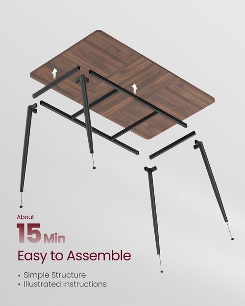 VASAGLE Dining Table for 4-6 People, Modern Farmhouse Dining Room Table, Quick Assembly, Heat-Resistant Tabletop, 55.1 x 29.5 x 29.5 Inches, for Kitchen, Natural Walnut and Ink Black UKDT100K02V2