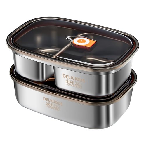 Kabbas Stainless Steel Bento Box Adult 2 Pack, 42Oz+57Oz Leakproof Metal Bento Box with Airtight lid, Lightweight 304 Stainless Steel Lunch box for Men/Women,Suitable for Picnic, Work, Outside