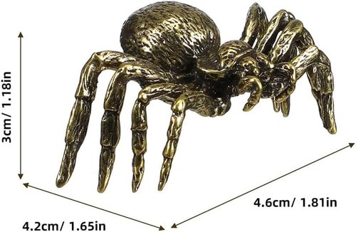 Brass Spider Figurine - Japanese Feng Shui Wealth Sculpture | Lucky Miniature Artware for Home & Office
