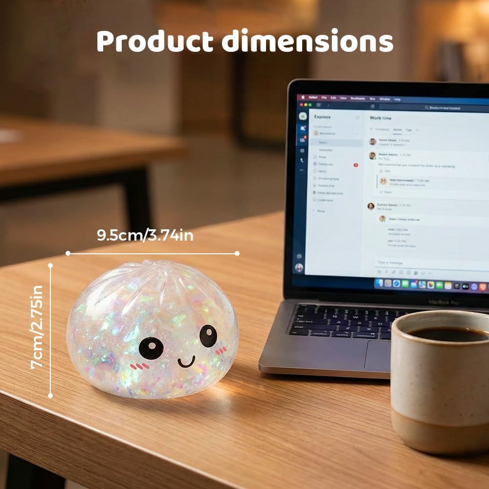 Skiennix Shimmering Dumpling Squishies - Colorful Stress Relief Fidget Balls | 4-Pack Set