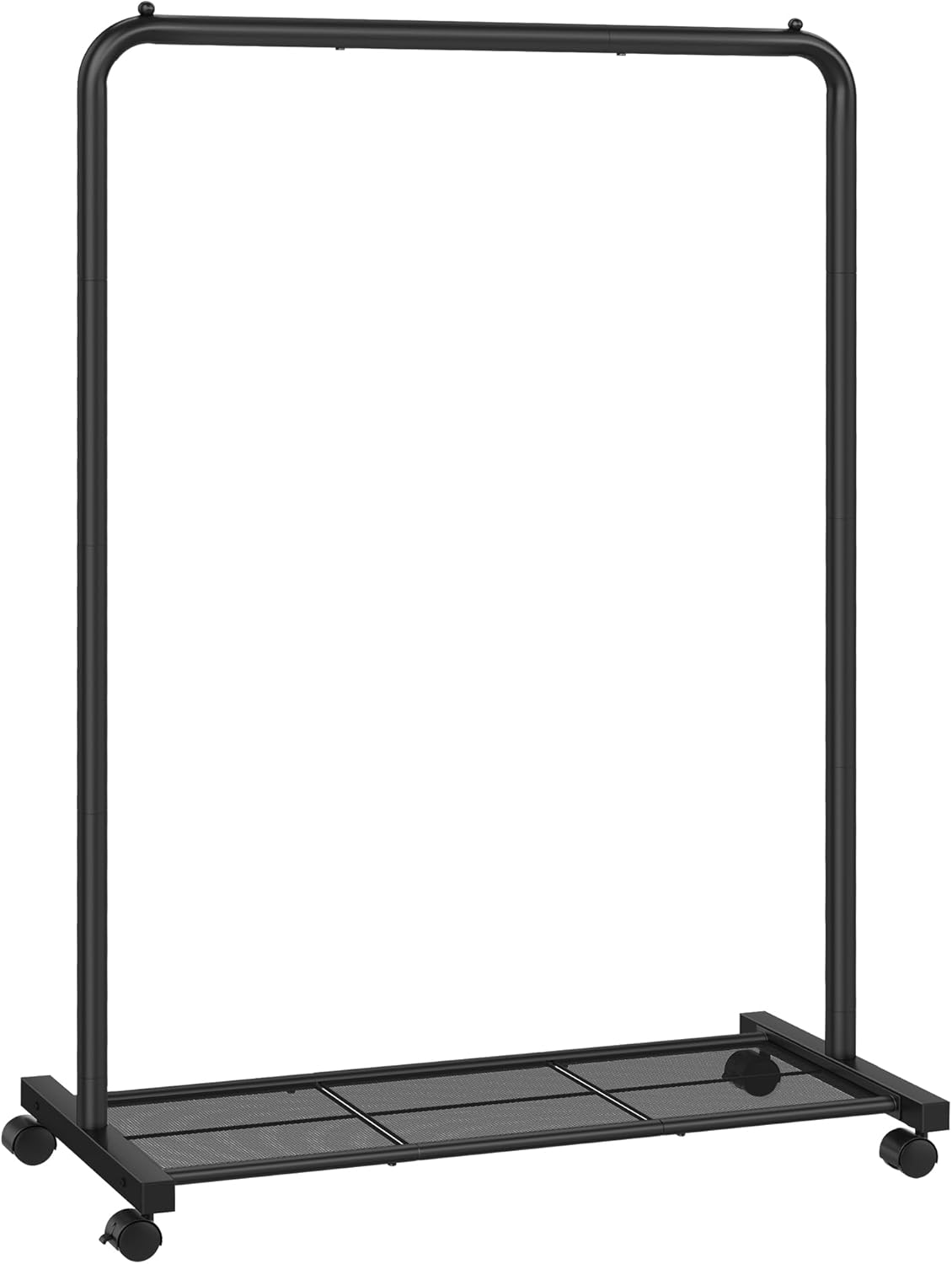 SONGMICS Clothes Rack - Metal Garment Rack with Wheels & Dense Mesh Shelf | 110 lb Capacity, Black