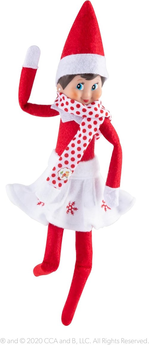 Elf On The Shelf | Claus Couture Collection Snowflake Skirt & Scarf - Red & White Holiday Outfit