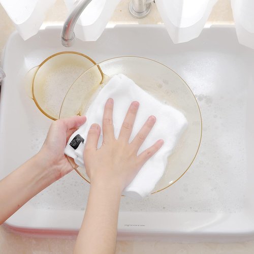 Homaxy Kitchen Dish Cloths - 100% Cotton Waffle Weave, Ultra Soft & Absorbent | 12 x 12 Inches, 12-Pack, White