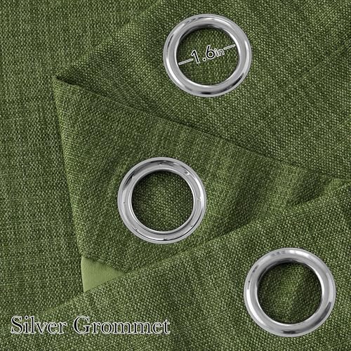 NICETOWN Faux Linen Blackout Curtains - Forest Green, 42"W x 63"L, Set of 2